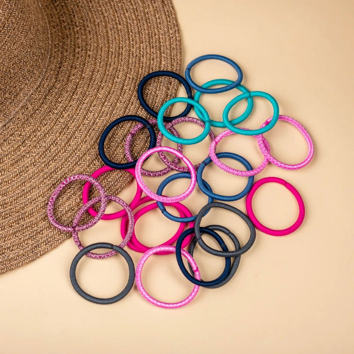 Women's Thin Multicolor Rubber Bands – Pack of 24