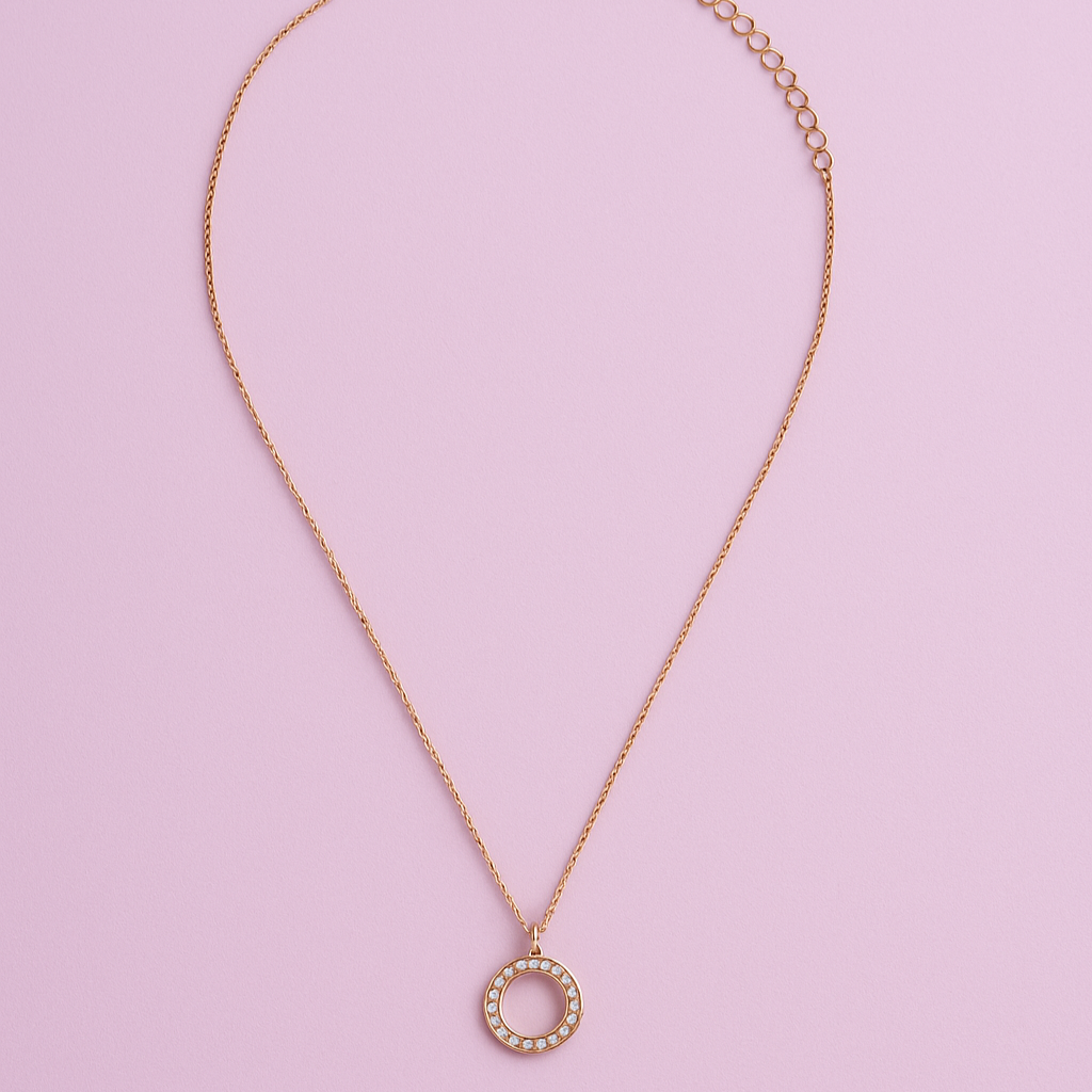 Golden Round Pendant Necklace
