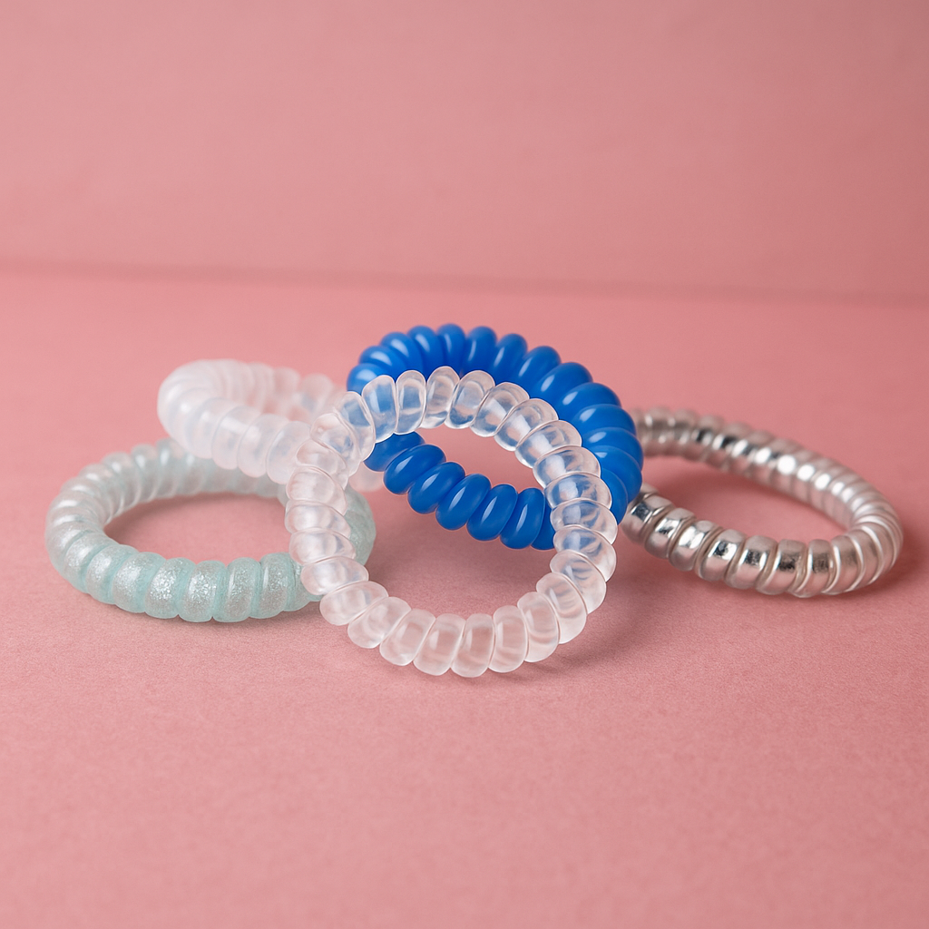 Shining Spiral Telephone Wire Rubber Bands | Pack of 5