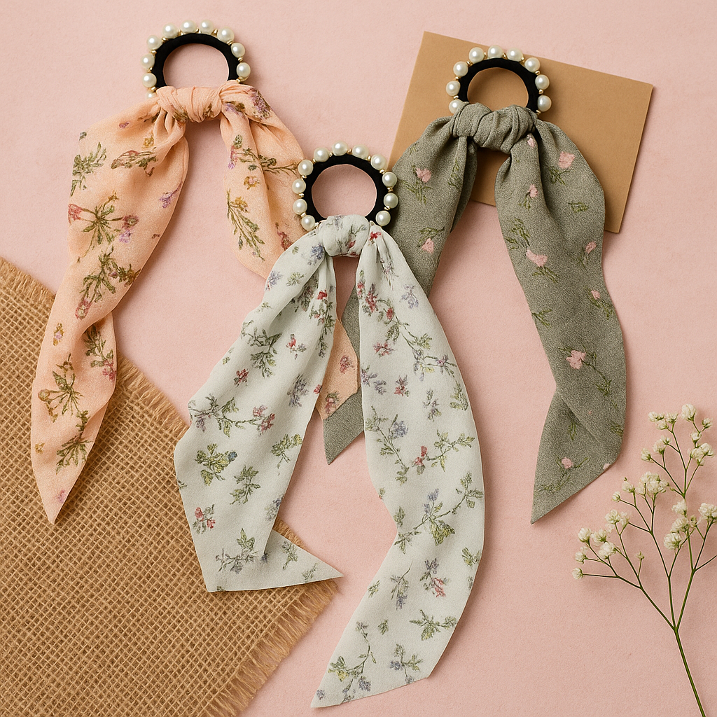 Pearl Scrunchies – Premium Rubber Band Hair Ties