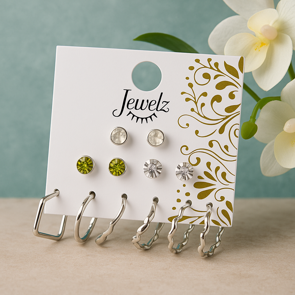 Silver-Plated Stud and Hoop Combo Earrings