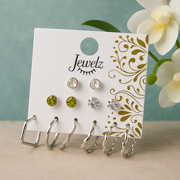 Silver-Plated Stud and Hoop Combo Earrings