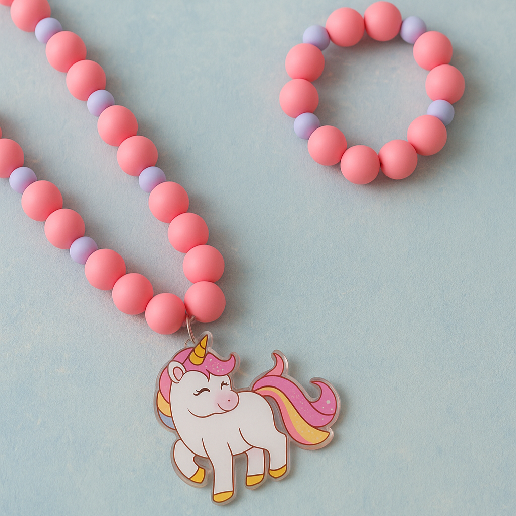 Beaded Unicorn Charm Necklace & Bracelet
