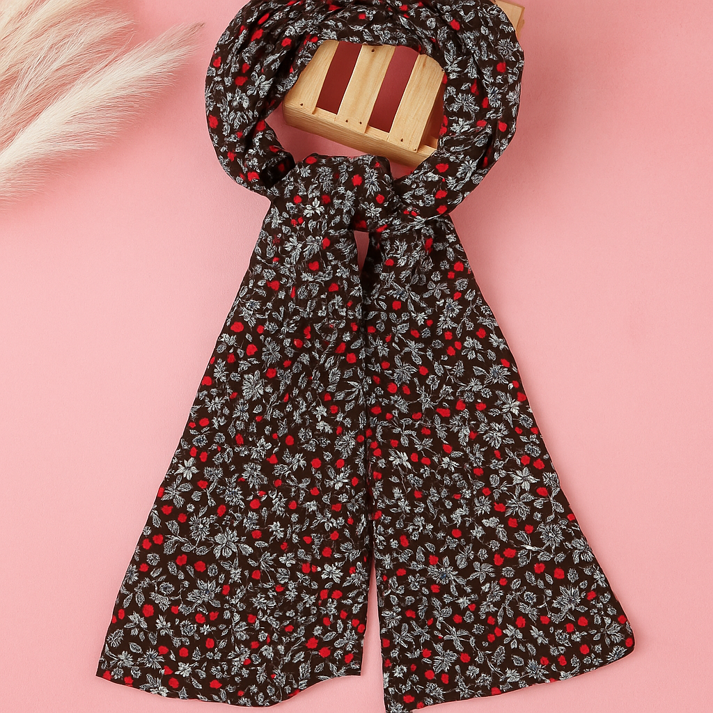 Floral Print Viscose Stole for Girls