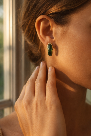 Emerald Statement Hoop Earrings