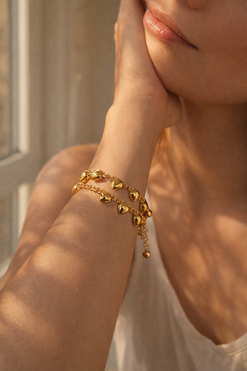 Gold Heart Charm Chain Bracelet & Anklet