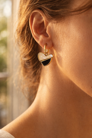 Elegant Dual-Tone Heart Earrings for Women