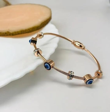 Rose Gold Evil Eye Cable Bracelet