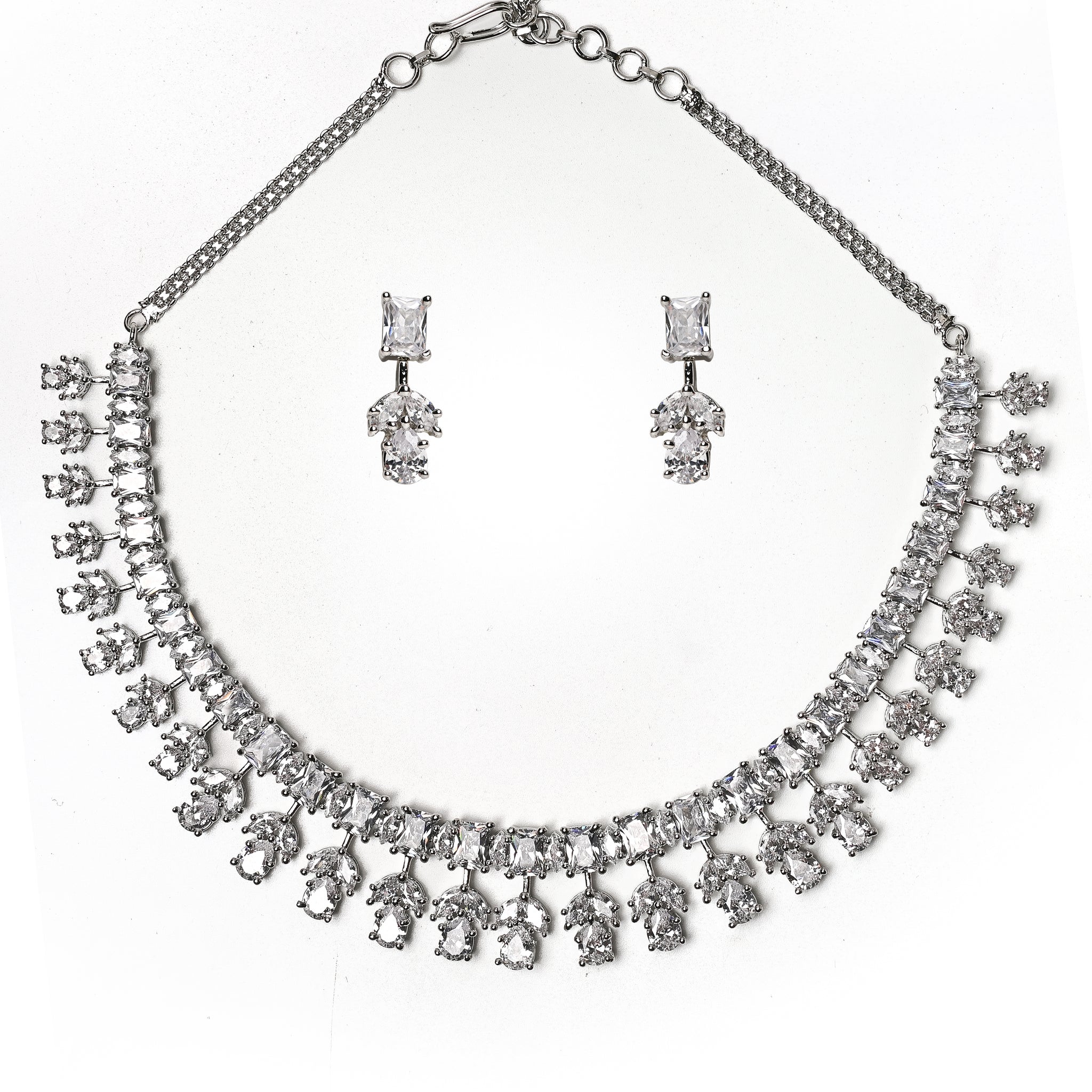 American Diamond Radiant Diamond-Cut CZ Necklace & Earring Set