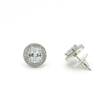 Jewelz Chic Round Crystal Stud Earrings for Women