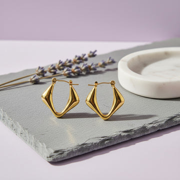 Gold Geometric Hoop Earrings for Women & Girls
