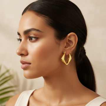Gold Geometric Hoop Earrings for Women & Girls