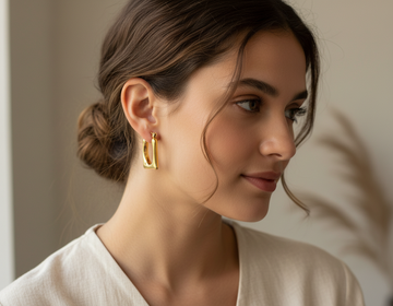 Gold Plated Geometric U-Shape Hoop Earrings