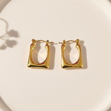 Gold Plated Geometric U-Shape Hoop Earrings
