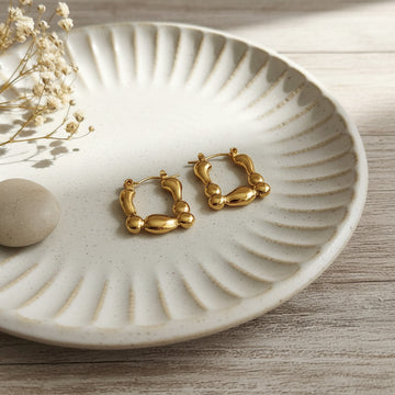 Gold Plated Organic Molten Hoop Earrings