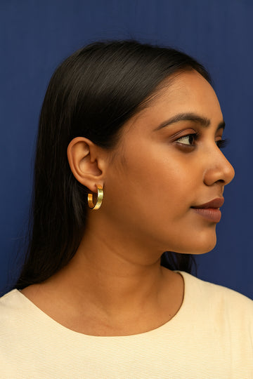 Jewelz Matte Golden Open Hoop Earrings for Women
