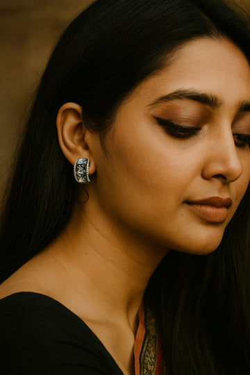 JewelzTrendy Black Crystal Stud Earrings | Party Wear