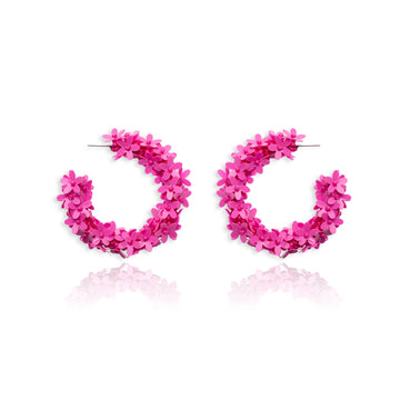 Jewelz Pink Floral Hoop Earrings for Women