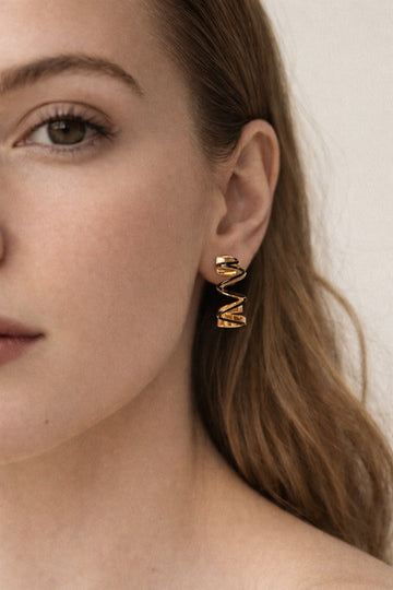 Gold-Toned Zigzag Hoop Earrings