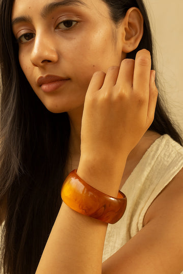 Amber Brown Glossy Resin Bangle for Women