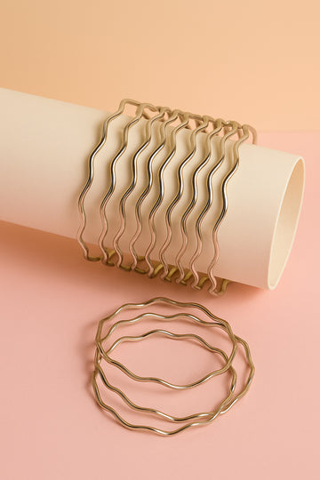 Women’s Silver Wavy Metal Bangles