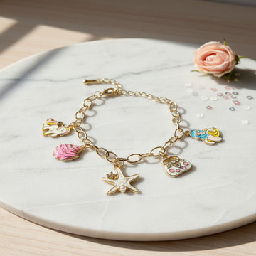 Gold Plated Cute Cartoon Charm Bracelet for Girls