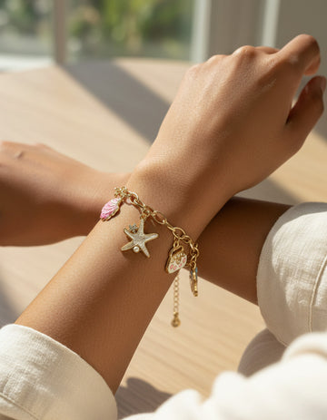 Gold Plated Cute Cartoon Charm Bracelet for Girls