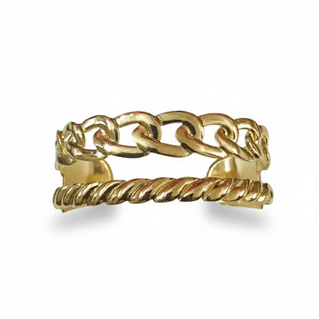 Golden Chain Design Adjustable Bracelet for Women | Trendy Layered Cuff Kada | Korean Style Fashion Jewellery