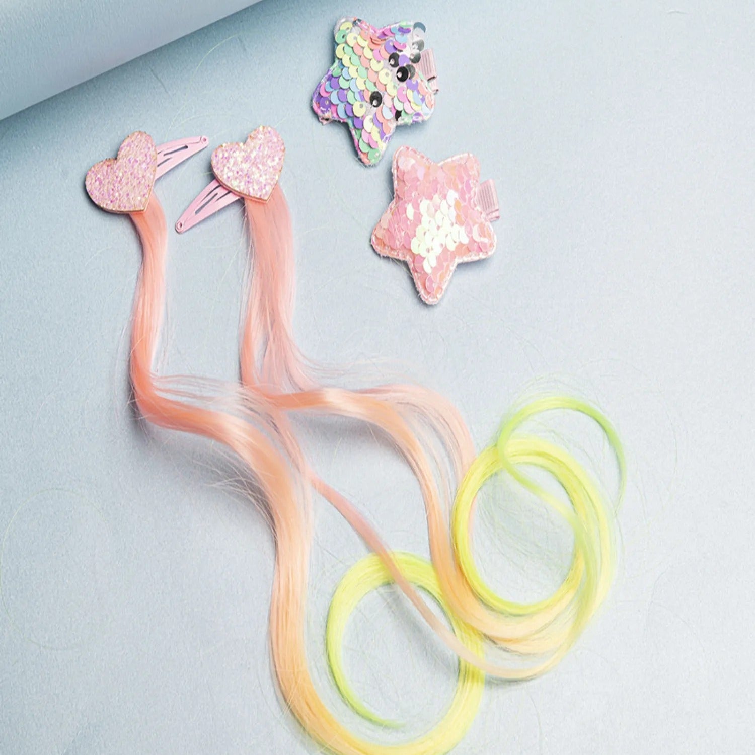 Faux Hair and Heart Shape Hair Clips