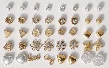20 Pairs Gold & Silver Stud Earrings Combo Set for Women & Girls