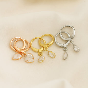 Set of 3 Crystal Drop Hoop Earrings