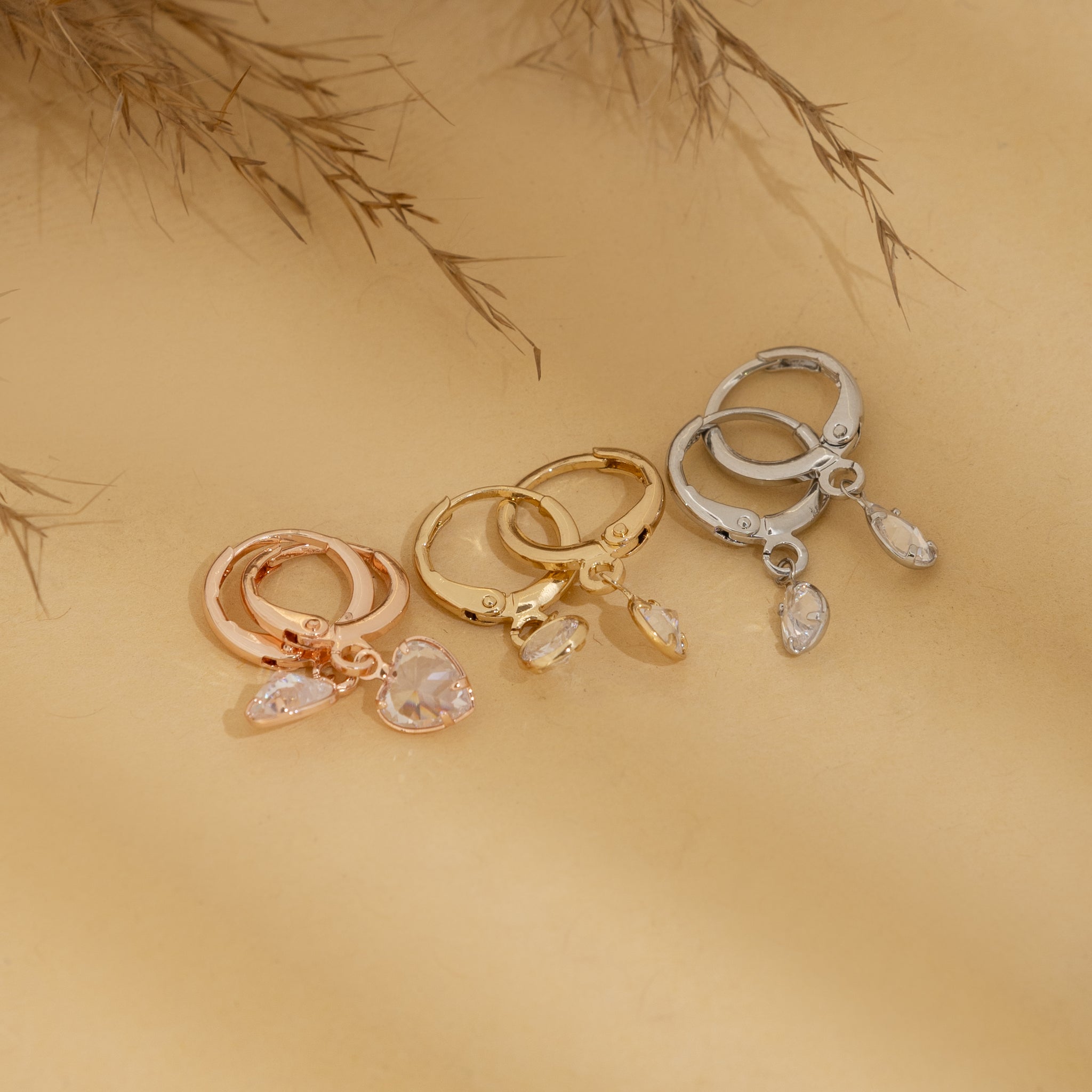 Set of 3 Crystal Drop Hoop Earrings