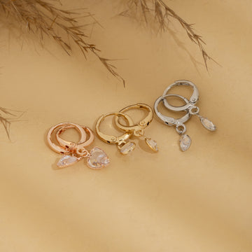 Set of 3 Crystal Drop Hoop Earrings