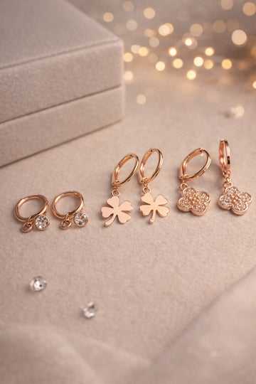 Jewelz Gold-Tone Hoop & Floral Charm Earrings Combo