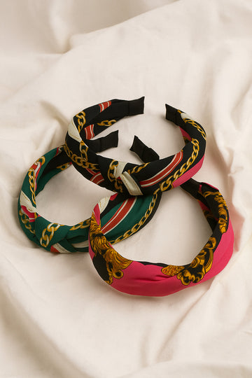 Printed Knot Hairband Set – 3 Pcs