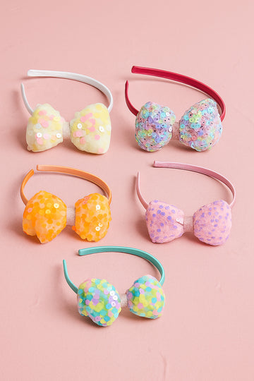 Glitter Bow Hairband Set – 5 Pcs