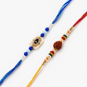 Evil Eye & Rudraksha Bhai Bhabhi Rakhi Set (2-Piece)