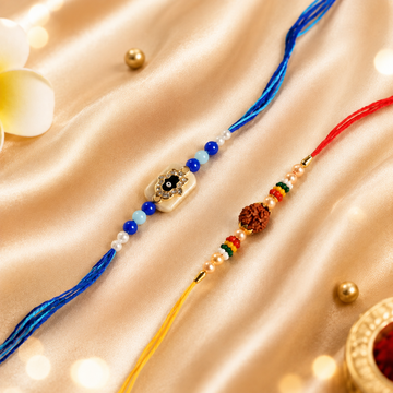 Evil Eye & Rudraksha Bhai Bhabhi Rakhi Set (2-Piece)