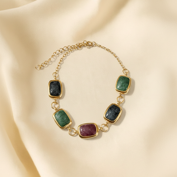 Multi-Color Stone Gold Bracelet