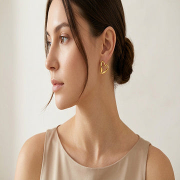 Gold Plated Heart Hoop Earrings for Women