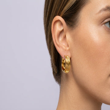 Gold Plated Wide Hoop Earrings for Women
