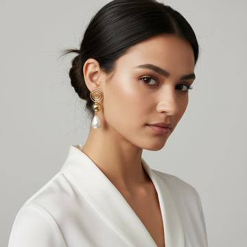 Spiral Pearl Drop Earrings