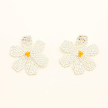Jewelz White Daisy Beaded Earrings