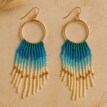 Jewelz Blue Ombre Beaded Fringe Earrings
