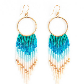 Jewelz Blue Ombre Beaded Fringe Earrings