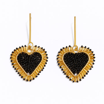 Jewelz Black Heart Statement Earrings