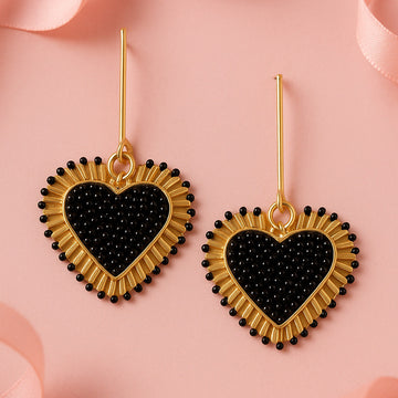 Jewelz Black Heart Statement Earrings