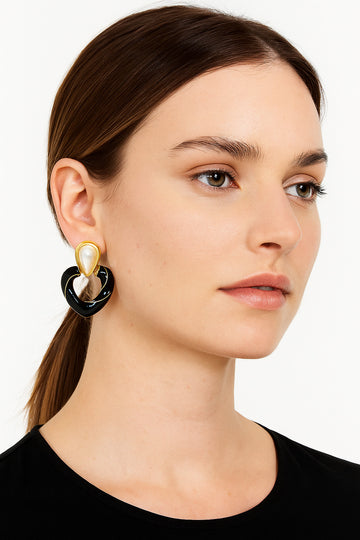 Jewelz Designer Black Enamel Pearl Earrings