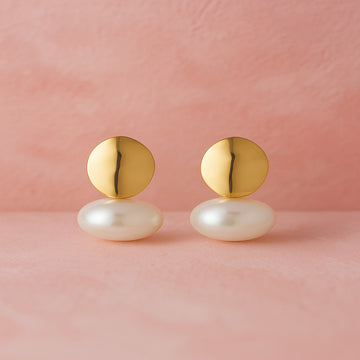 Jewelz Designer Gold-Plated Pearl Statement Studs