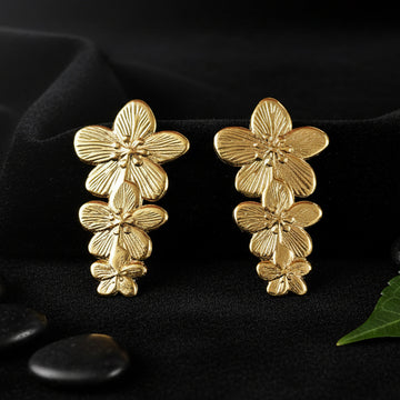 Gold Tone Floral Drop Earrings for Women & Girls